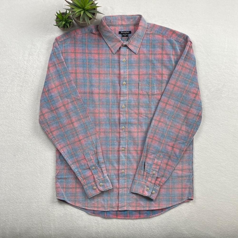 *NWT* Barney Cools Plaid Corduroy Cabin Shirt (Pink/Blue/White)